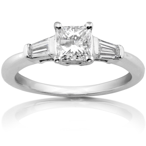 Princess Cut Diamond Ring in 14k White Gold 1ct TW